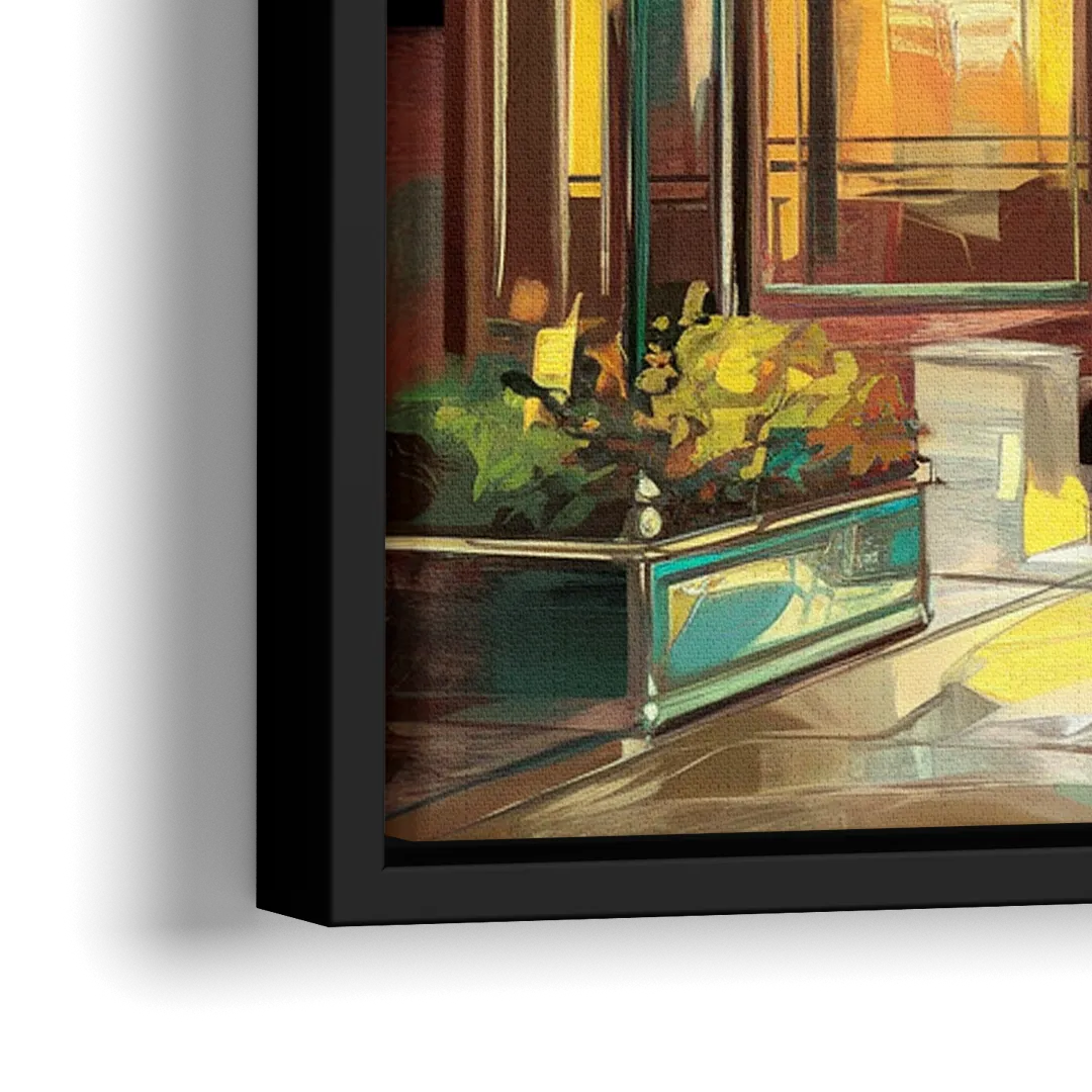 Greensboro Downtown Streetscape - Close-Up Black Frame Canvas