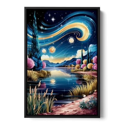 Lubbock Starry Night Sky - Black Frame Canvas