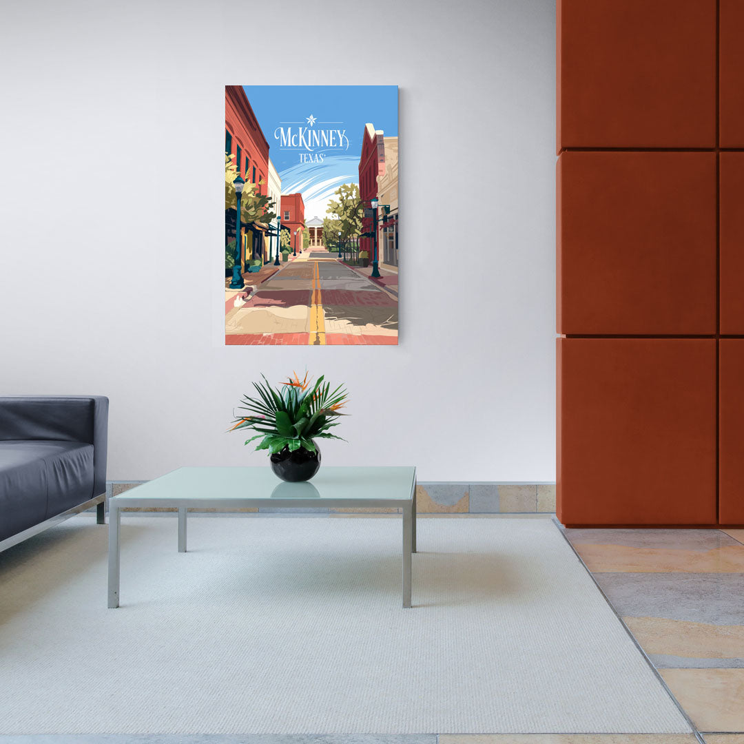 McKinney Downtown Streetscape - Canvas Wall Art Living Room