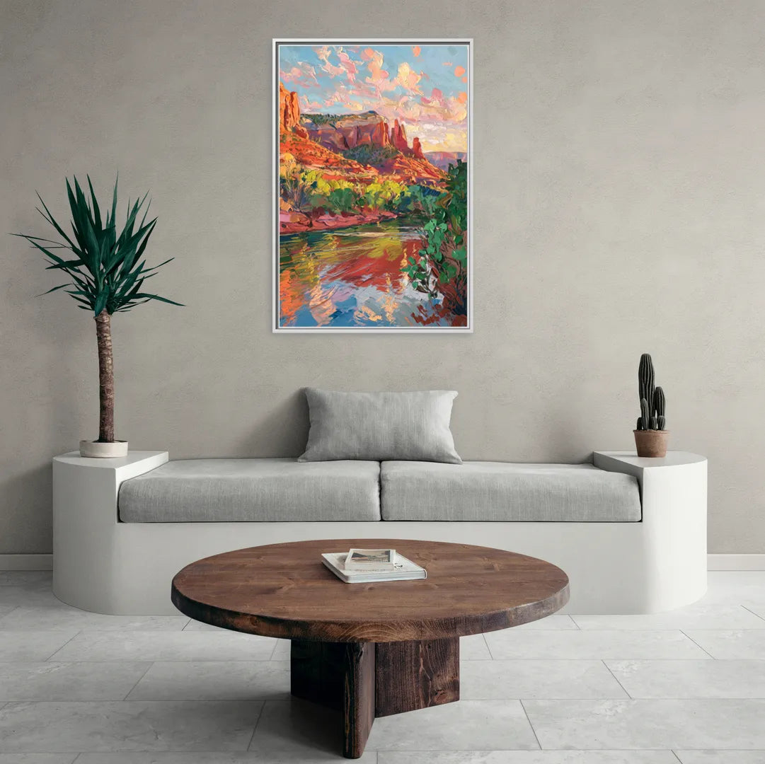 Sedona Scenic Canyon Vibes - Living Room White Frame Canvas