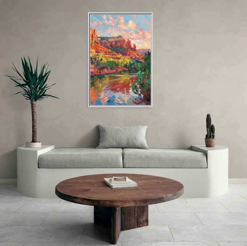 Sedona Scenic Canyon Vibes - Living Room White Frame Canvas