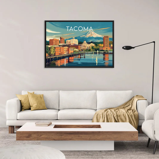 Tacoma Downtown Charm - Living Room Black Frame Canvas
