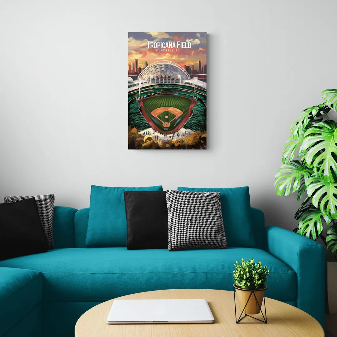 St. Petersburg Tropicana Field Scene - Canvas Wall Art Living Room