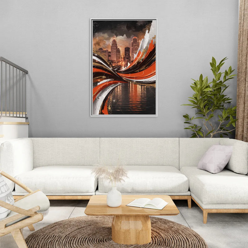 Cincinnati Bengals Championship Parade - Living Room White Frame Canvas