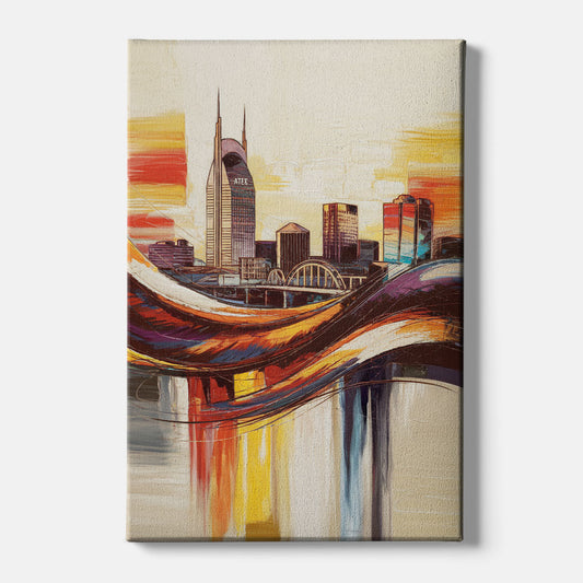 Nashville Skyline at Sunset - Canvas Wall Art
