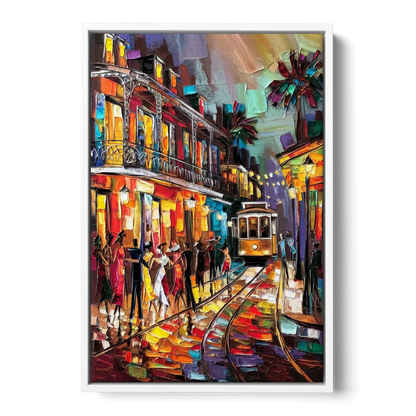 New Orleans Vibrant Street Art - White Frame Canvas