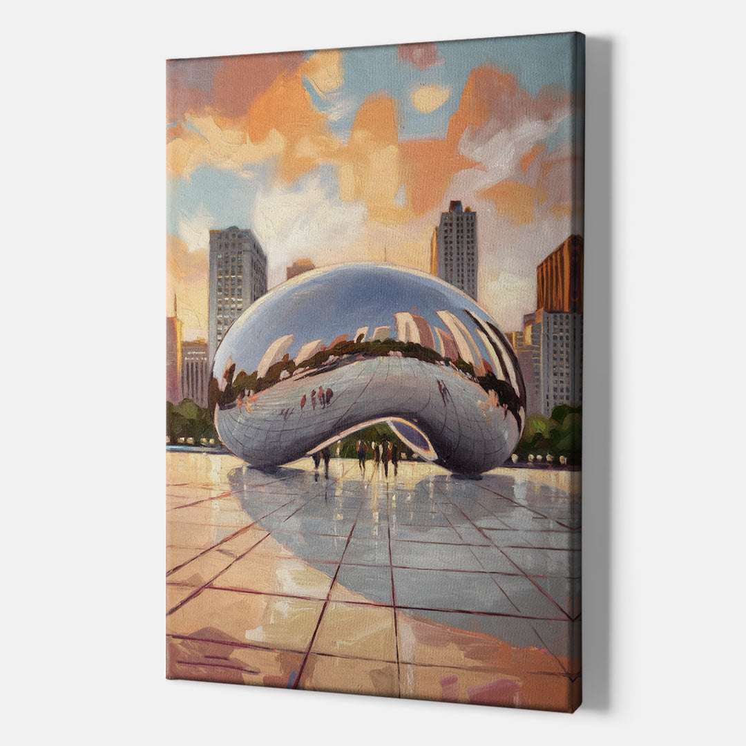 Chicago Cloud Gate Reflection - Canvas Wall Art Indoor