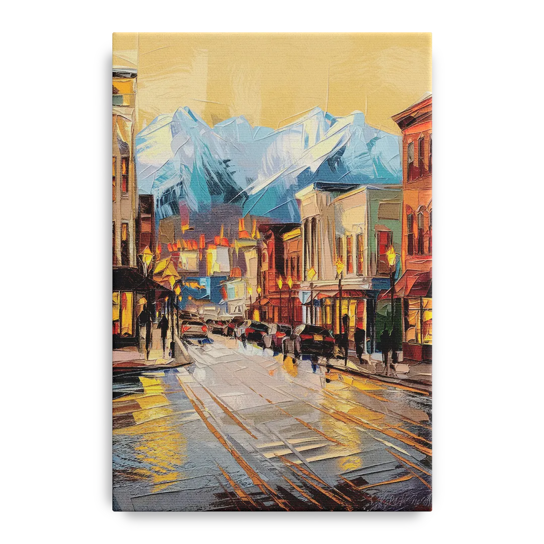 Anchorage Downtown Streets - Canvas Wall Art