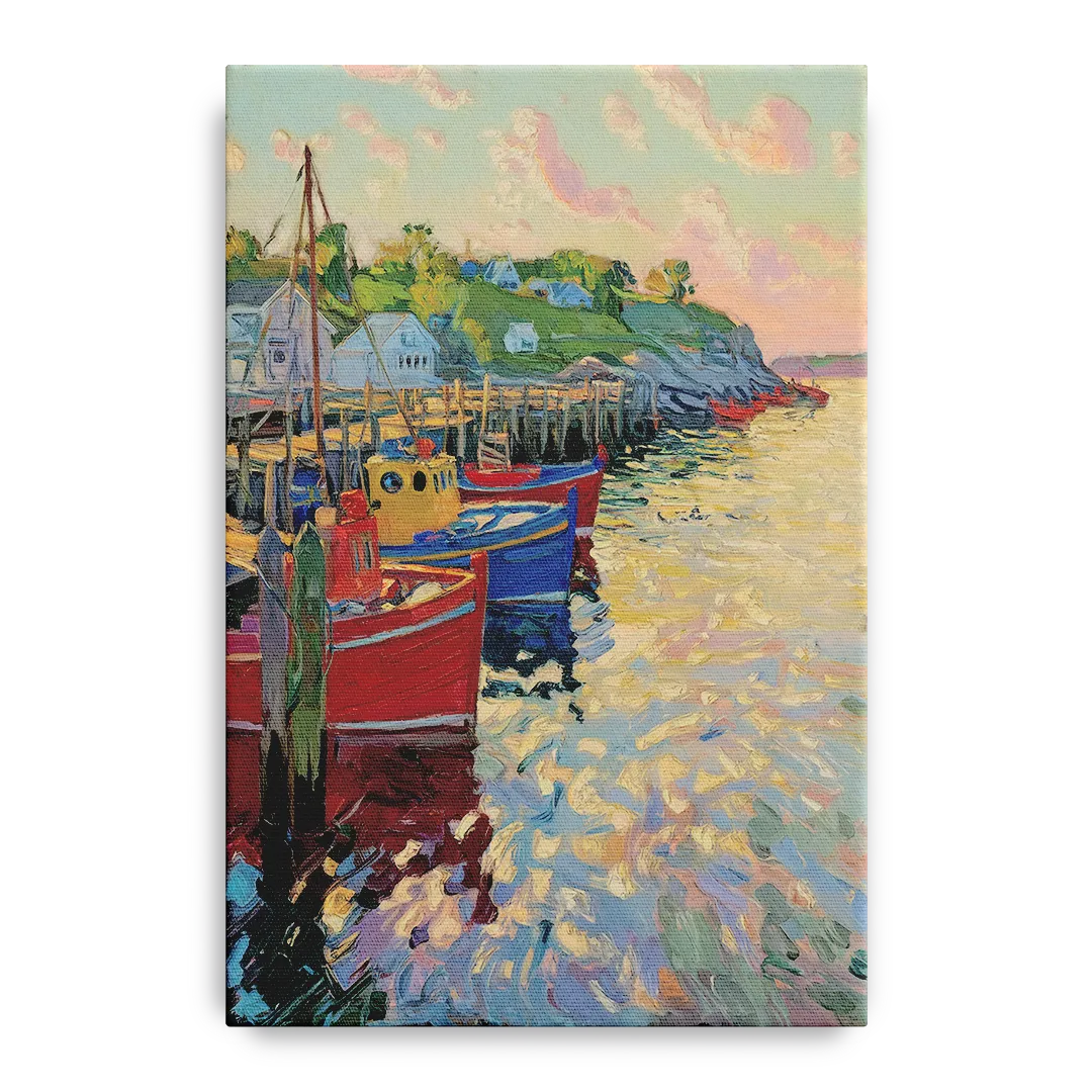 Bar Harbor Lobster Boats Harbor - Canvas Wall Art