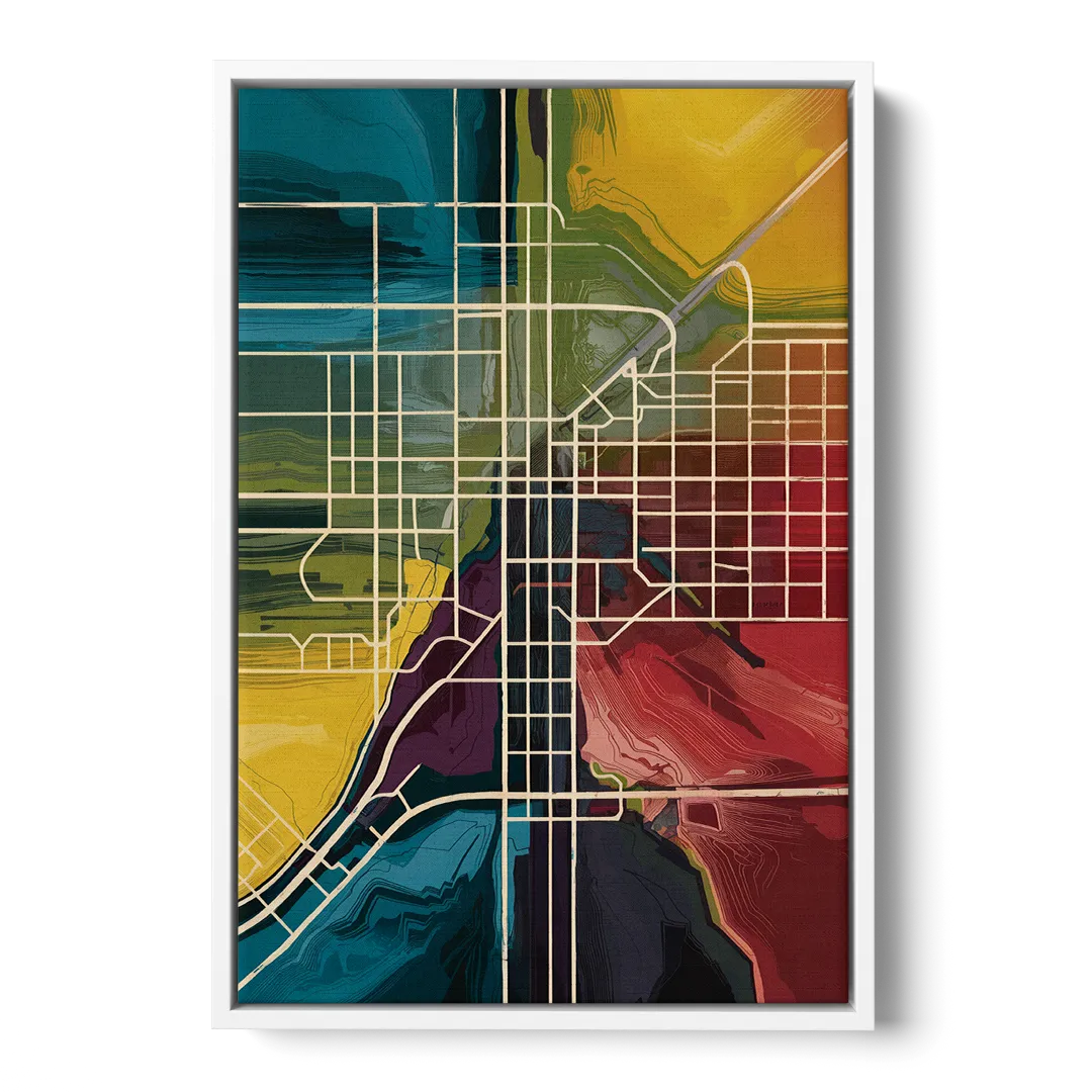 Las Vegas Map Design - White Frame Canvas
