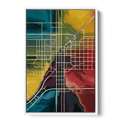 Las Vegas Map Design - White Frame Canvas