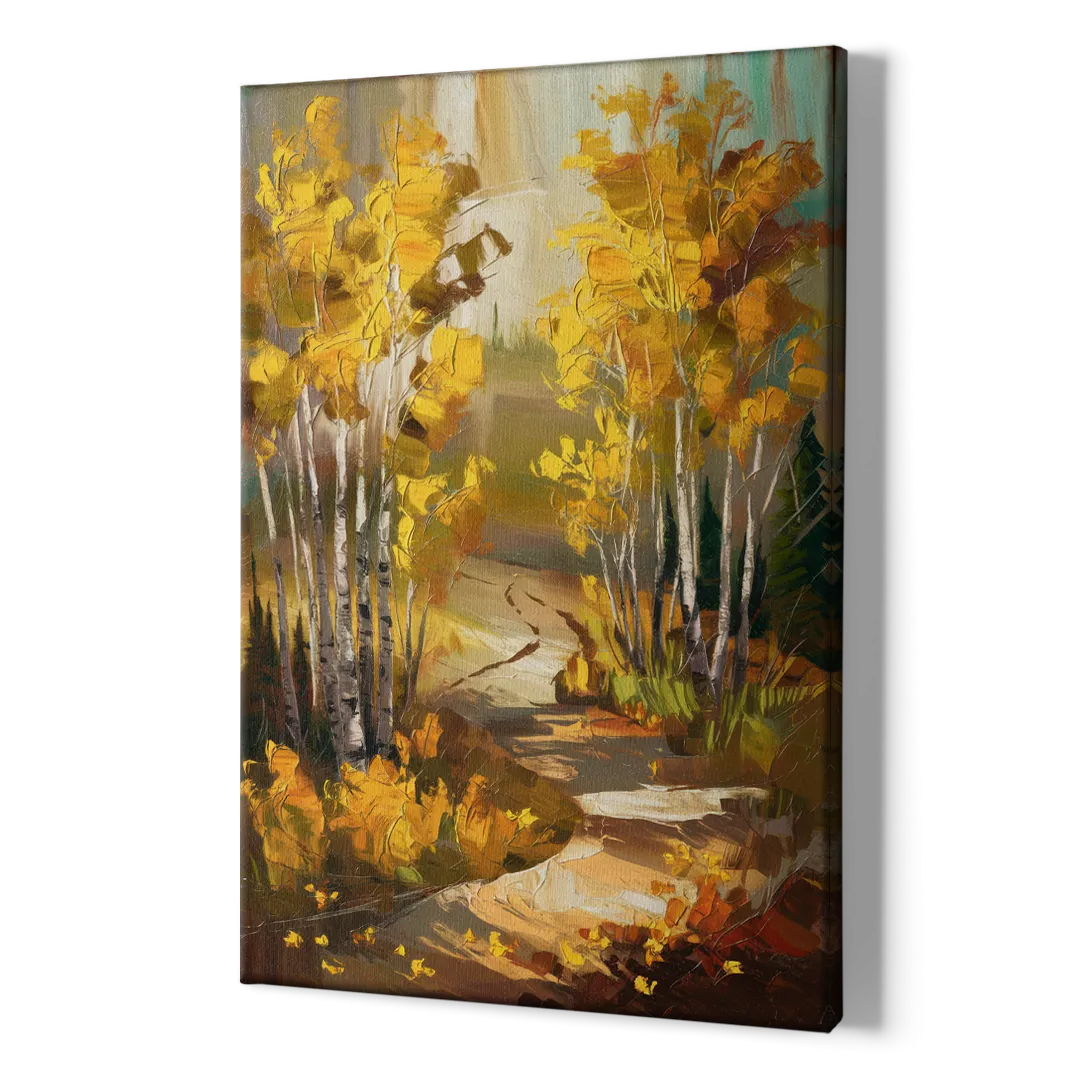 Aspen Trail Through the Trees - Canvas Print Art Sides