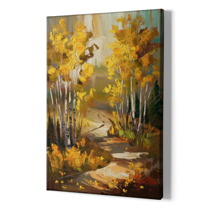 Aspen Trail Through the Trees - Canvas Print Art Sides