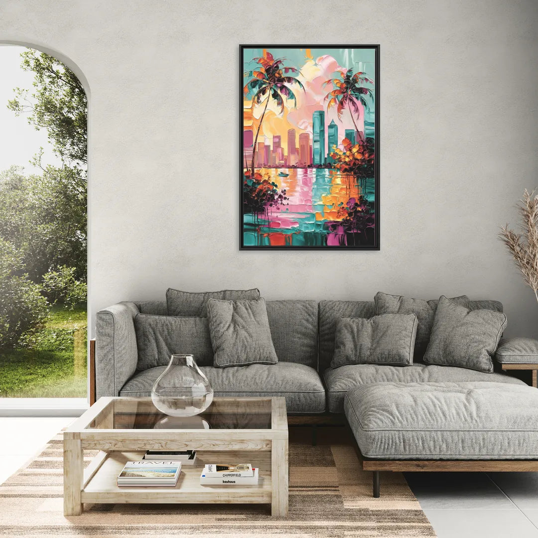 Tampa Bay Coastal Charm - Living Room Black Frame Canvas