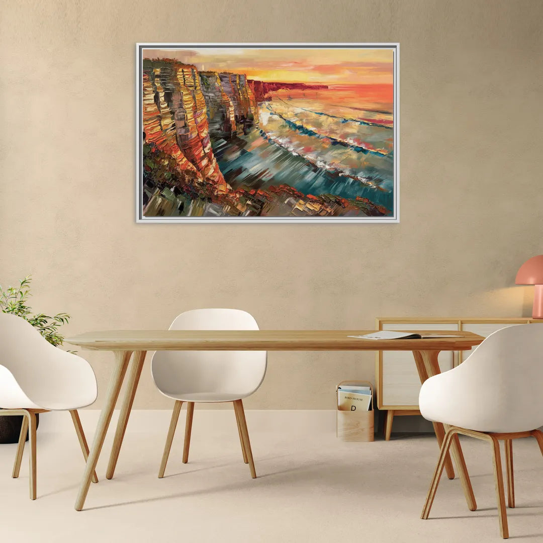 San Diego Sunset Cliffs - Living Room White Frame Canvas