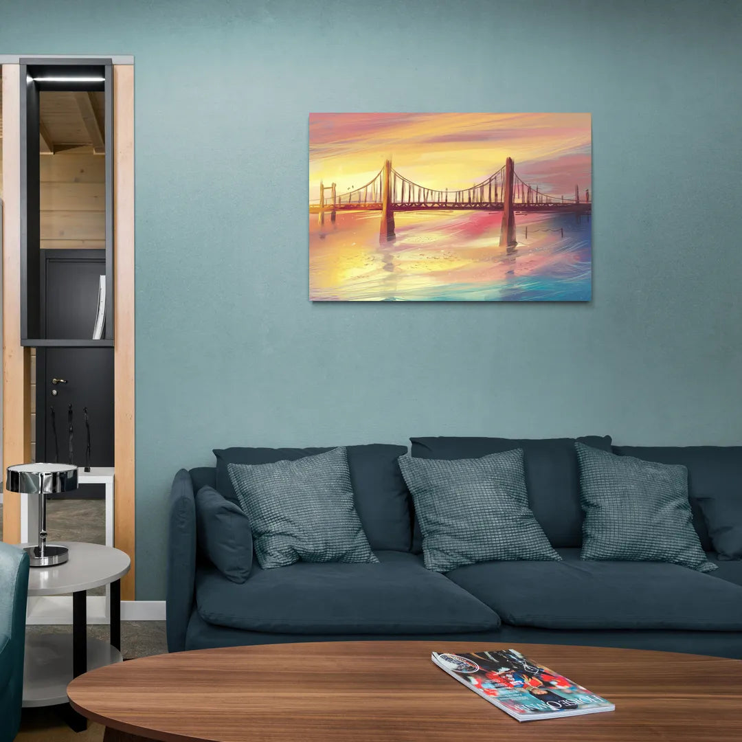 Chesapeake Bay Bridge Reflections - Canvas Wall Art Living Room
