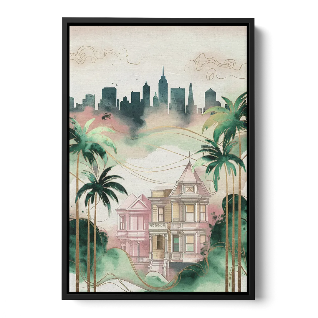 San Jose Urban Charm - Black Frame Canvas