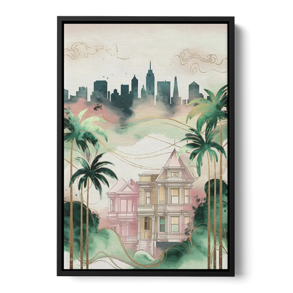 San Jose Urban Charm - Black Frame Canvas