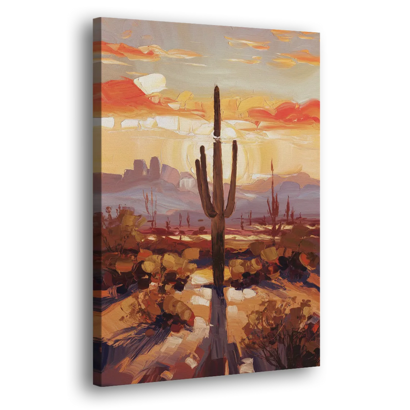 Phoenix Cactus Silhouette - Canvas Print Art Sides