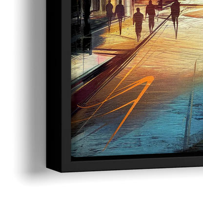 Nashville Downtown Streets - Close-Up Black Frame Canvas