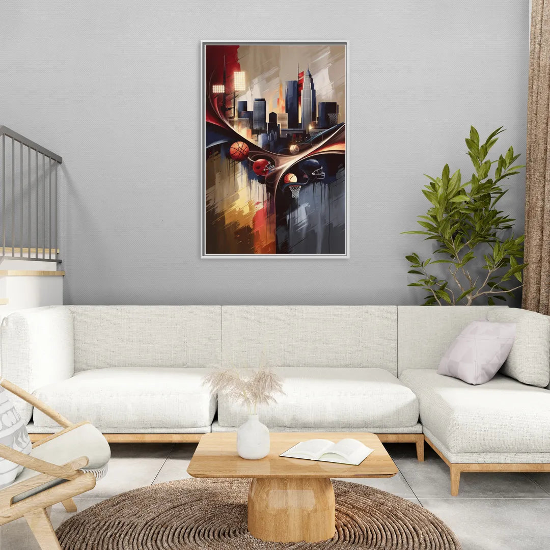 Cleveland Sports Team Spirit - Living Room White Frame Canvas