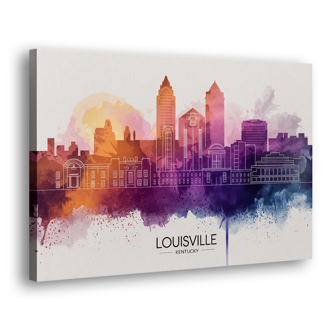 Louisville Sunset Over Skyline - Canvas Print Art Sides