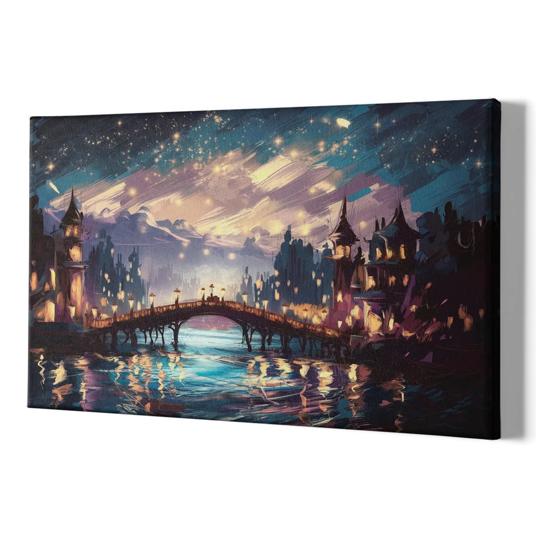 Mobile Nightscape Glow - Canvas Print Art Sides
