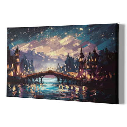 Mobile Nightscape Glow - Canvas Print Art Sides