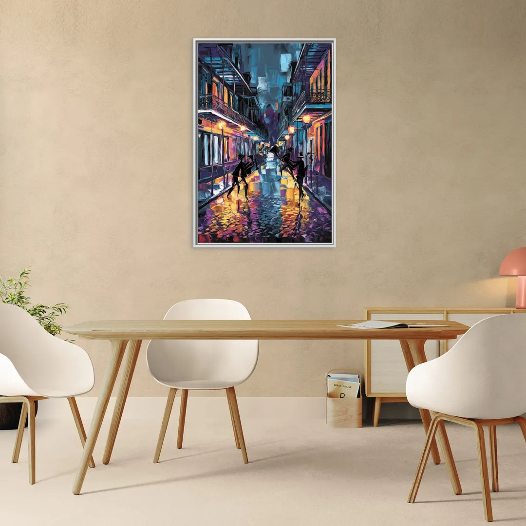 New Orleans Bourbon Street Vibes - Living Room White Frame Canvas