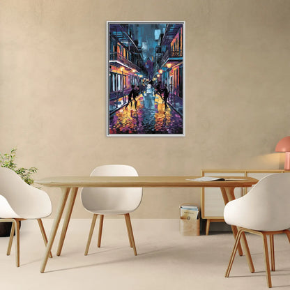 New Orleans Bourbon Street Vibes - Living Room White Frame Canvas