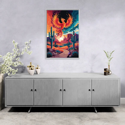 Phoenix Desert Landscape - Living Room White Frame Canvas