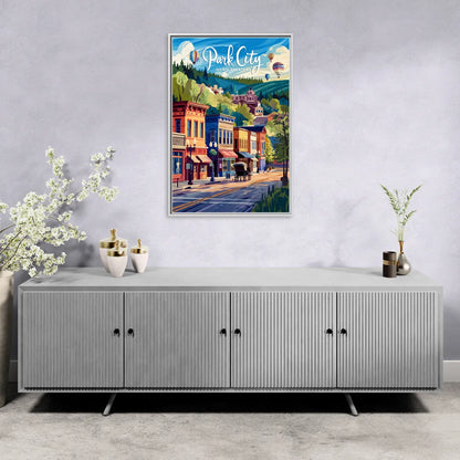 Park City Scenic Downtown - Living Room White Frame Canvas