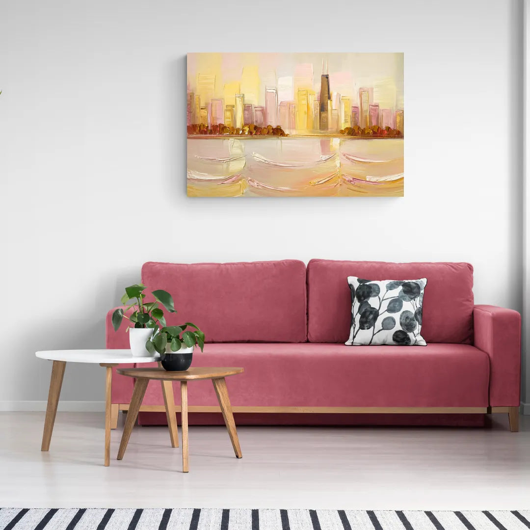Chicago Cityscape At Dawn - Canvas Wall Art Living Room