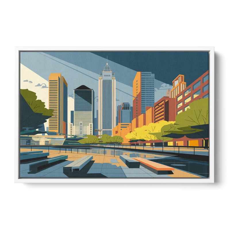 Jersey City Urban Architecture - White Frame Canvas