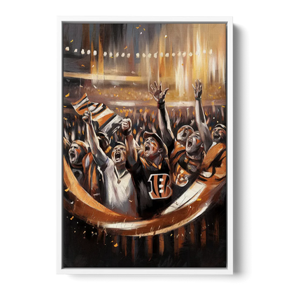 Cincinnati Bengals Fans in Action - White Frame Canvas