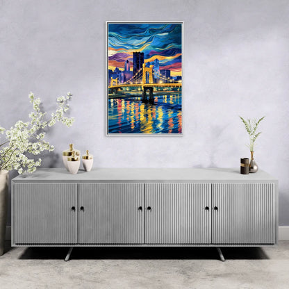 Pittsburgh Architectural Charm - Living Room White Frame Canvas