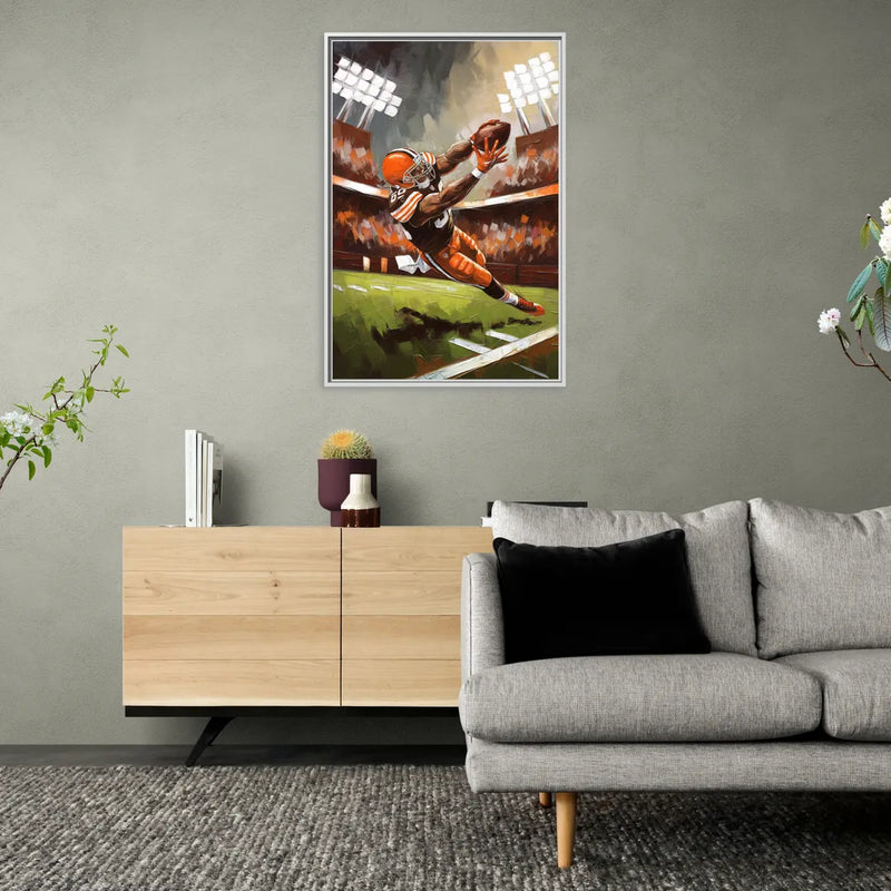 Cleveland Browns Fans in Action - Living Room White Frame Canvas