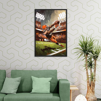 Cleveland Browns Fans in Action - Living Room Black Frame Canvas