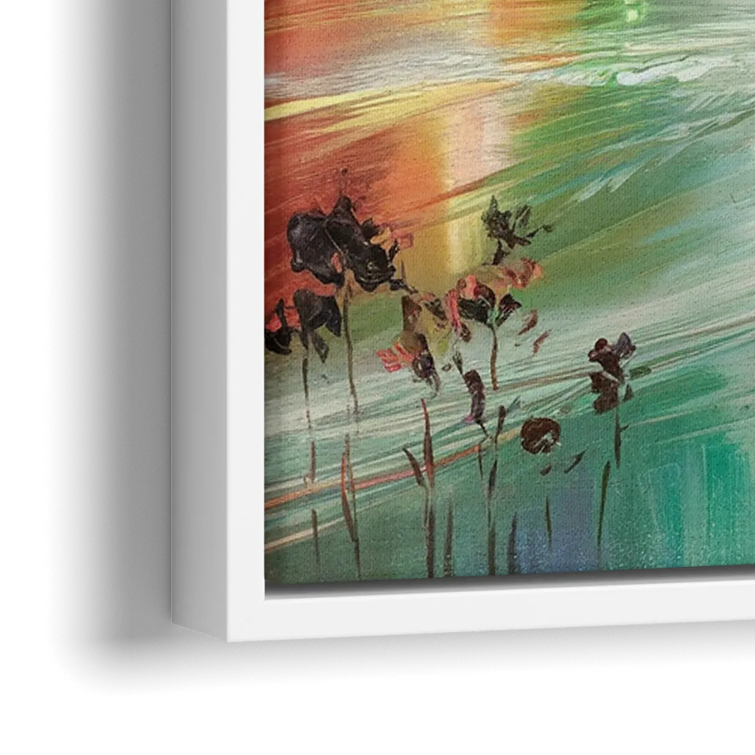 Tampa Skyline at Sunset - Close-Up White Frame Canvas