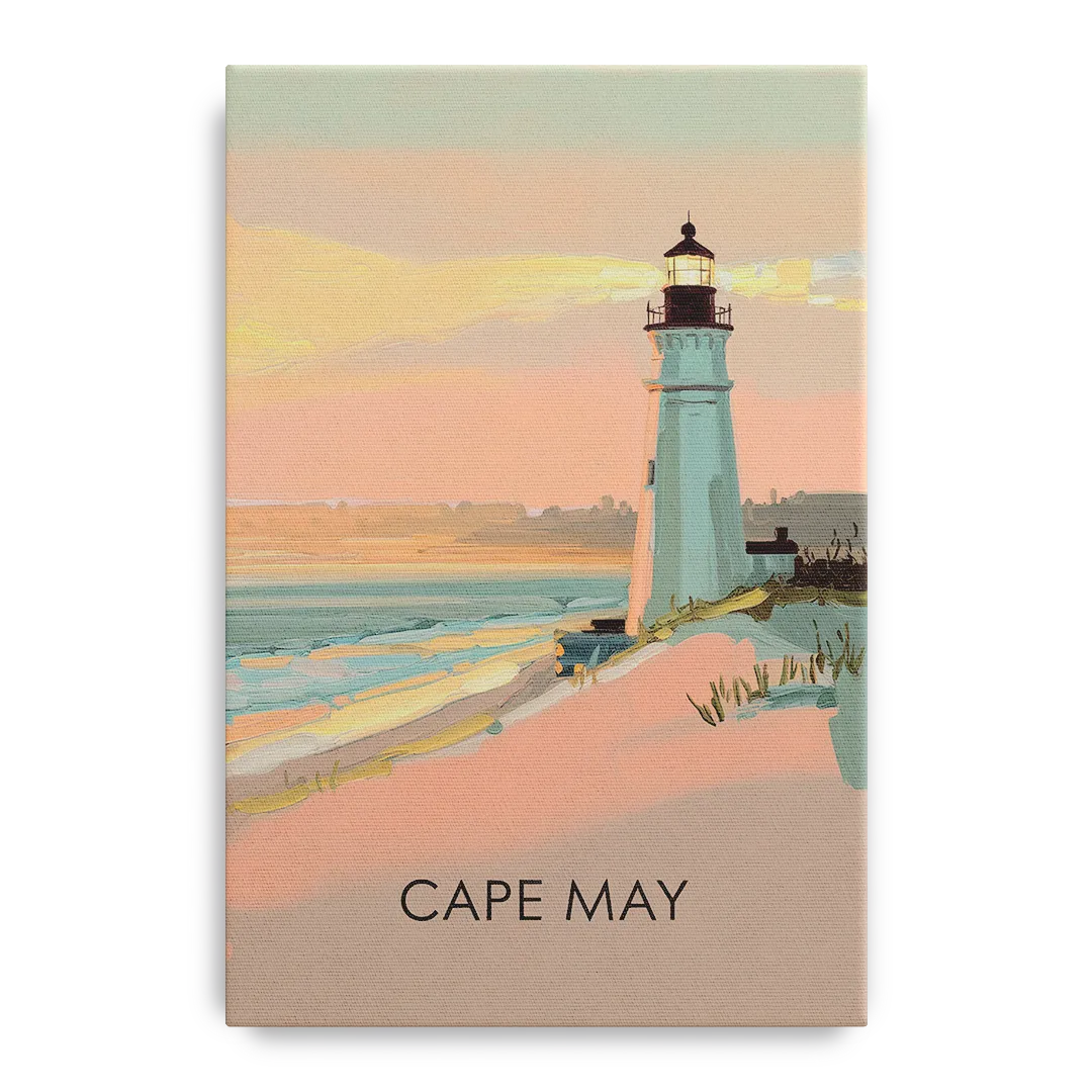 Cape May Lighthouse Glow - Canvas Wall Art