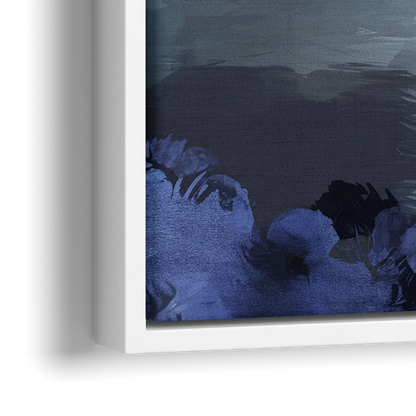New York City Skyline in Blue Tones Hudson - Close-Up White Frame Canvas