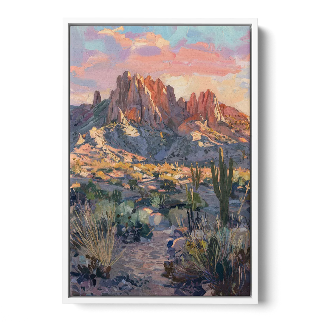 Albuquerque Sandia Mountains - White Frame Canvas