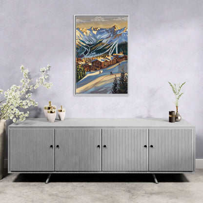 Breckenridge Ski Resort Panorama - Living Room White Frame Canvas