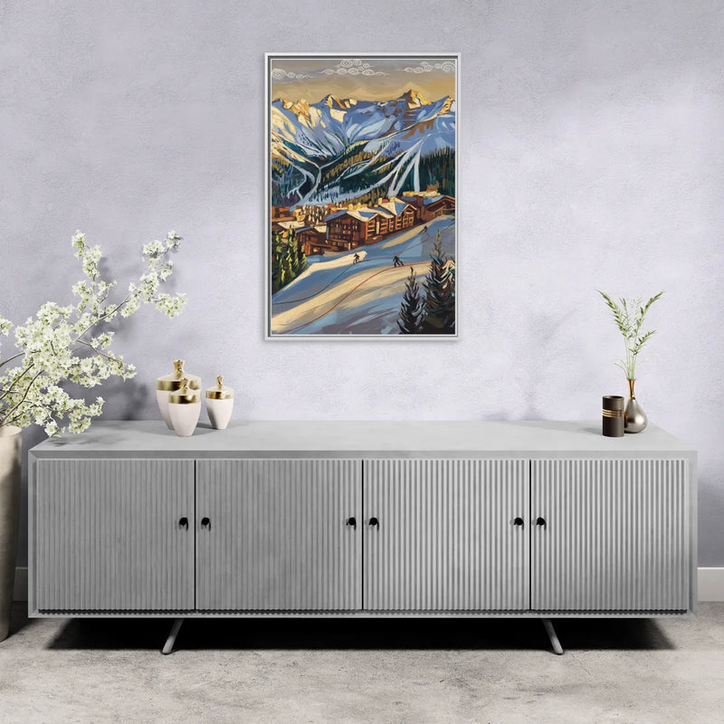 Breckenridge Ski Resort Panorama - Living Room White Frame Canvas