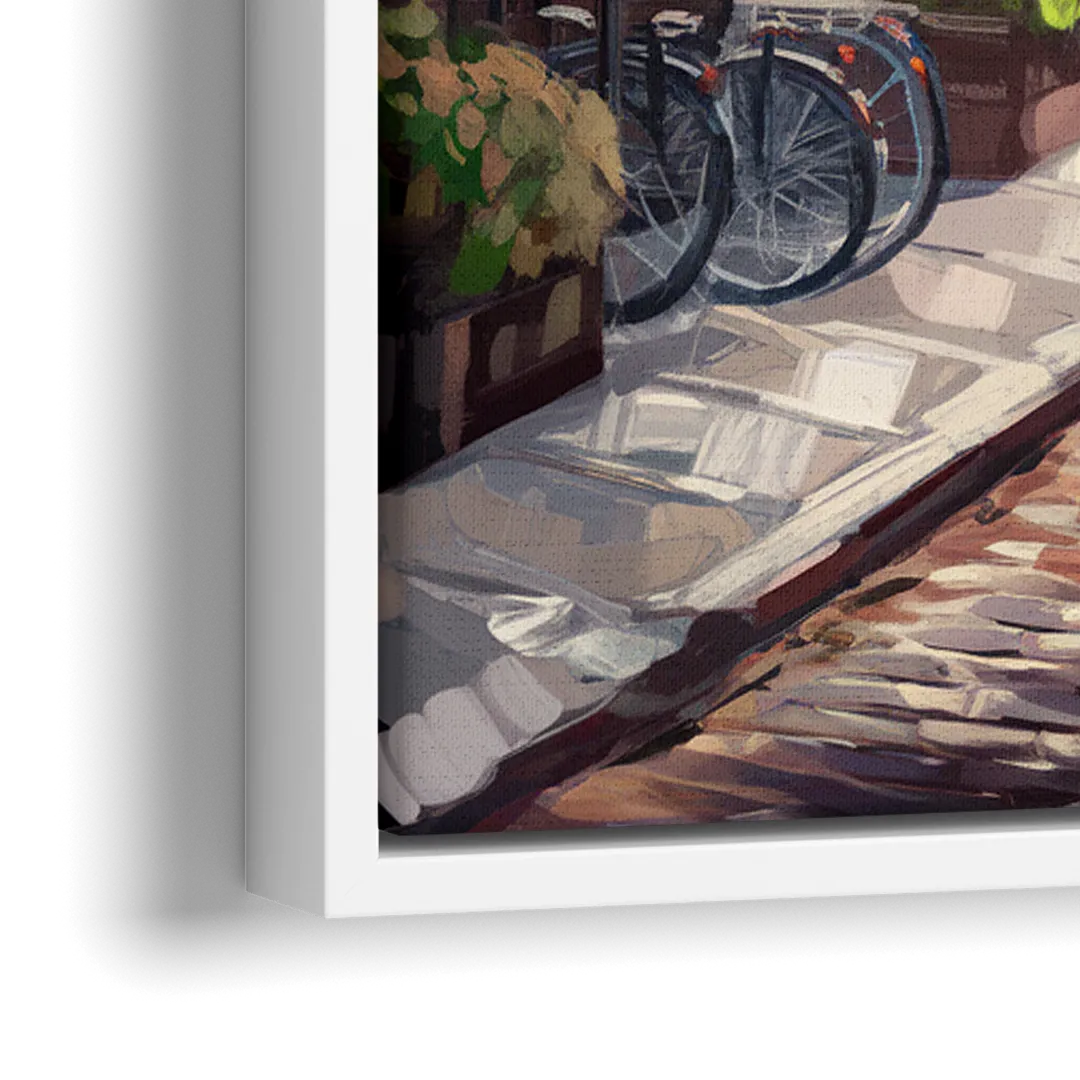 Rochester Cobblestone Streets - Close-Up White Frame Canvas