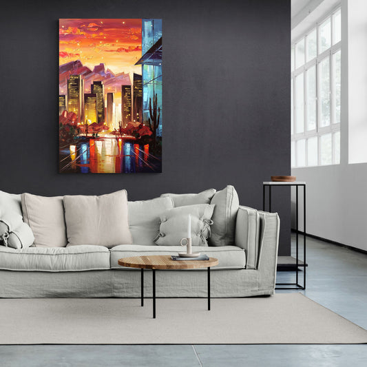 Phoenix Sunsets Over the City - Canvas Wall Art Living Room