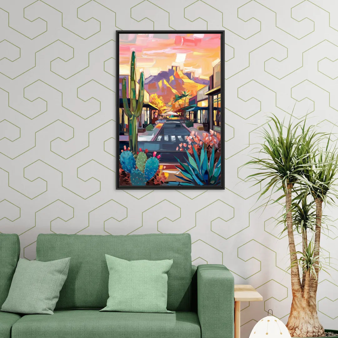Scottsdale Downtown Vibes - Living Room Black Frame Canvas