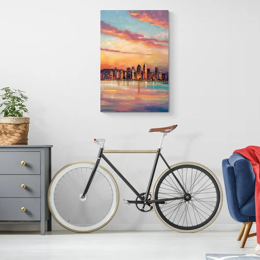 San Diego Skyline Sunset - Canvas Wall Art Living Room