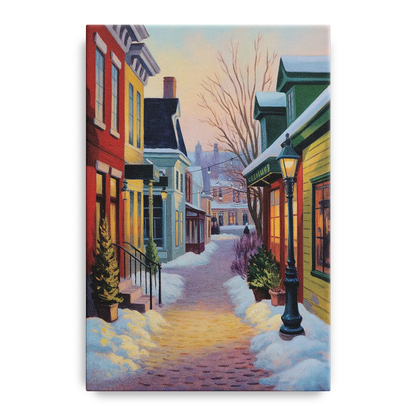 Petit Champlain Winter Quebec - Canvas Wall Art