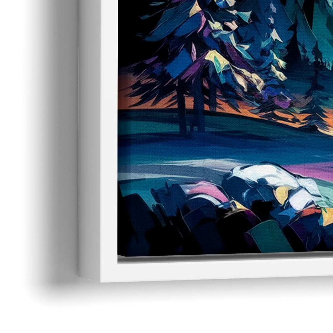 Aurora Vibrant Skies - Close-Up White Frame Canvas